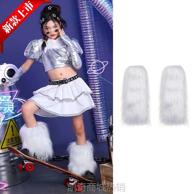 女童毛绒袜套秋冬2白色腿套儿童日系堆堆袜冬季保暖腿套护腿