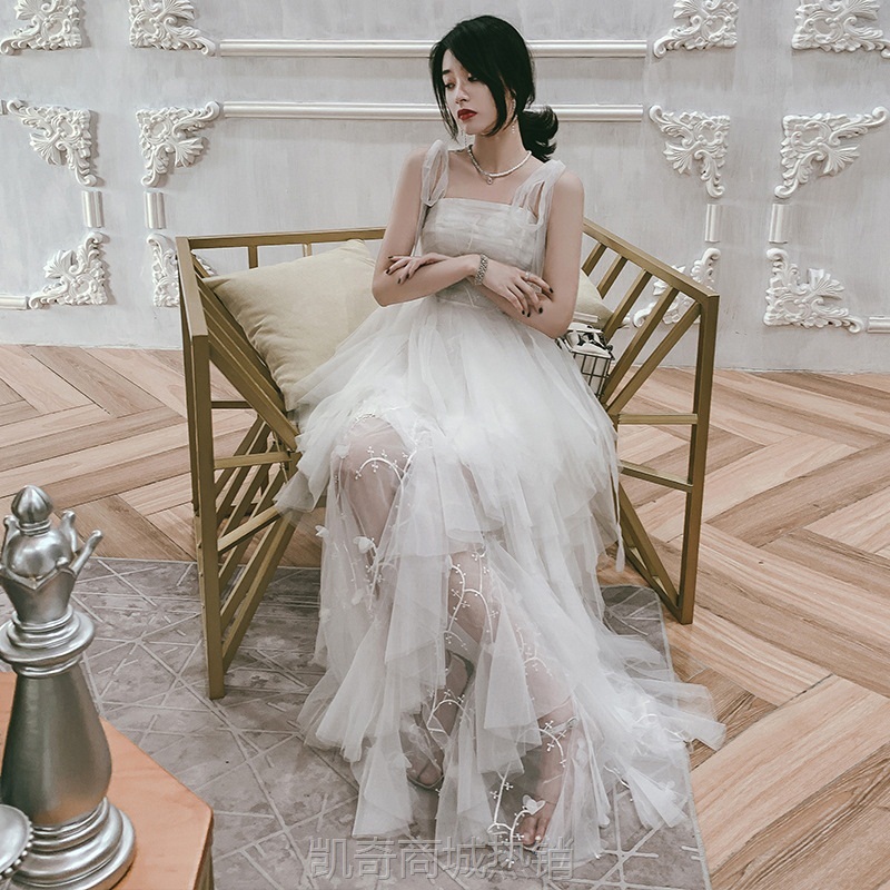 白色礼服裙女宴会气质名媛生日小晚礼服18岁成人礼派对连衣裙艺考