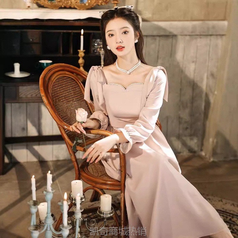 气质伴娘服女2024新款小众长袖婚礼姐妹团礼服小众高级感平时可穿