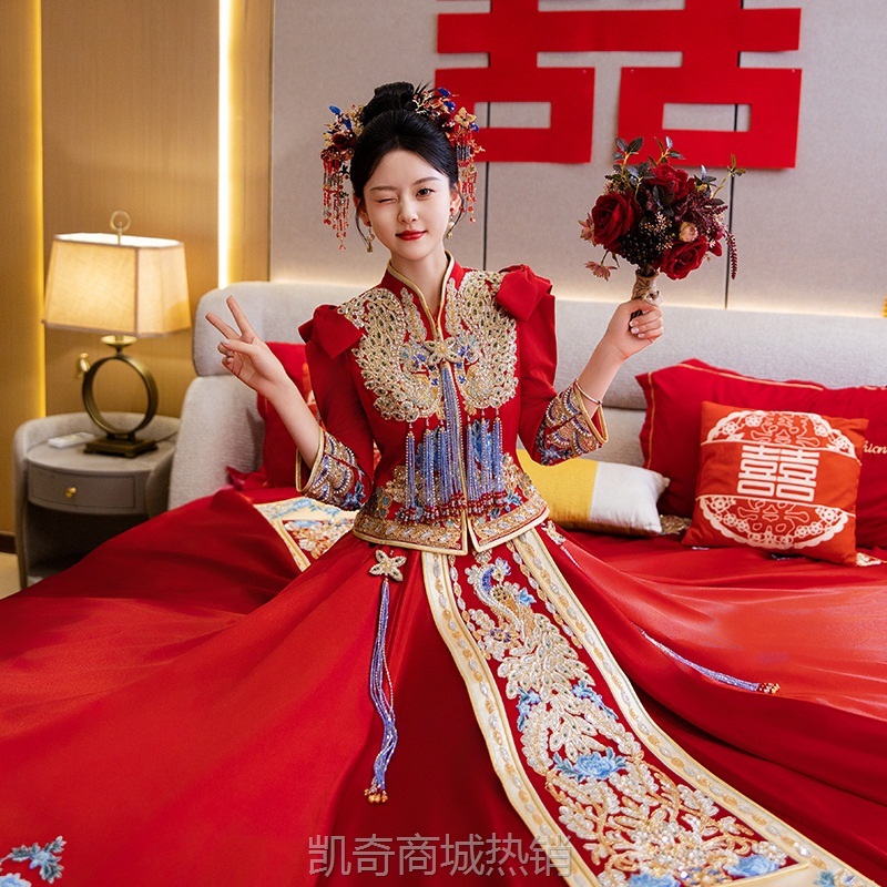 重工秀禾服新娘龙凤褂嫁衣2024年新款结婚敬酒礼服中式婚服中国风