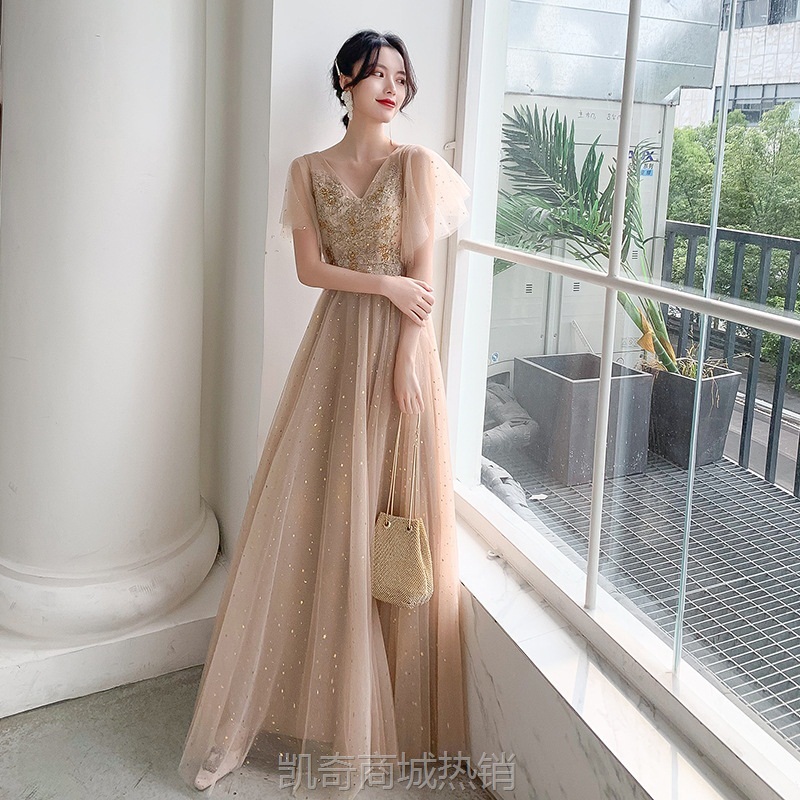 星空晚礼服女气场女王主持人小礼服裙高级质感艺考声乐连衣裙名媛