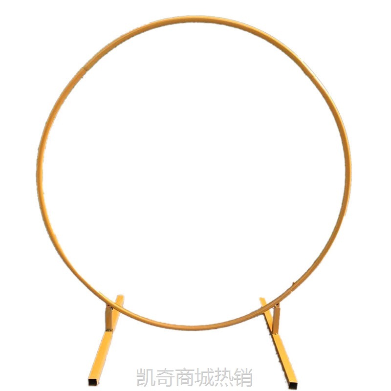 新款婚庆道具铁艺圆环拱门单杆圆形花门户外草坪婚礼外贸亚马逊