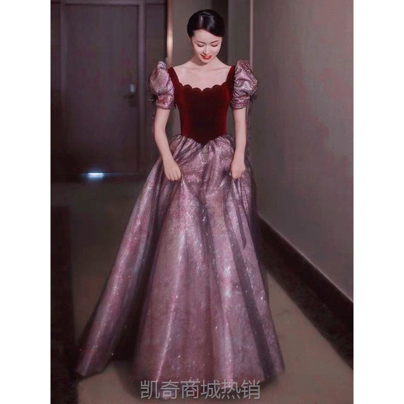 新娘结婚敬酒服2024新款泡泡袖在逃公主礼服主持人演出宴会晚礼服
