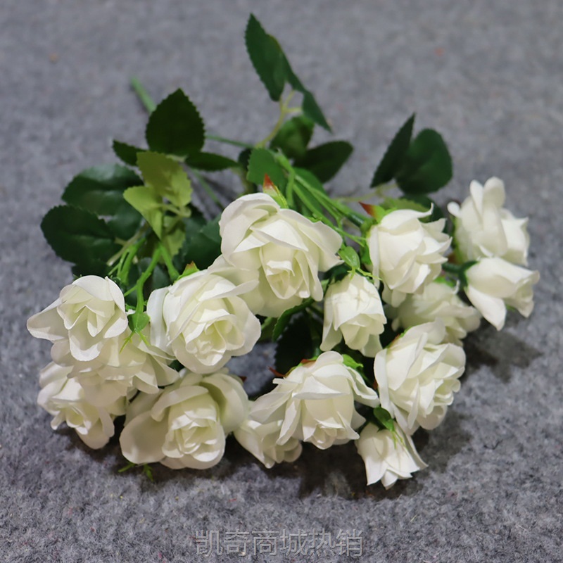 仿真花五叉小玫瑰花材婚礼插花客厅装饰花束插花路引婚庆绢花道具