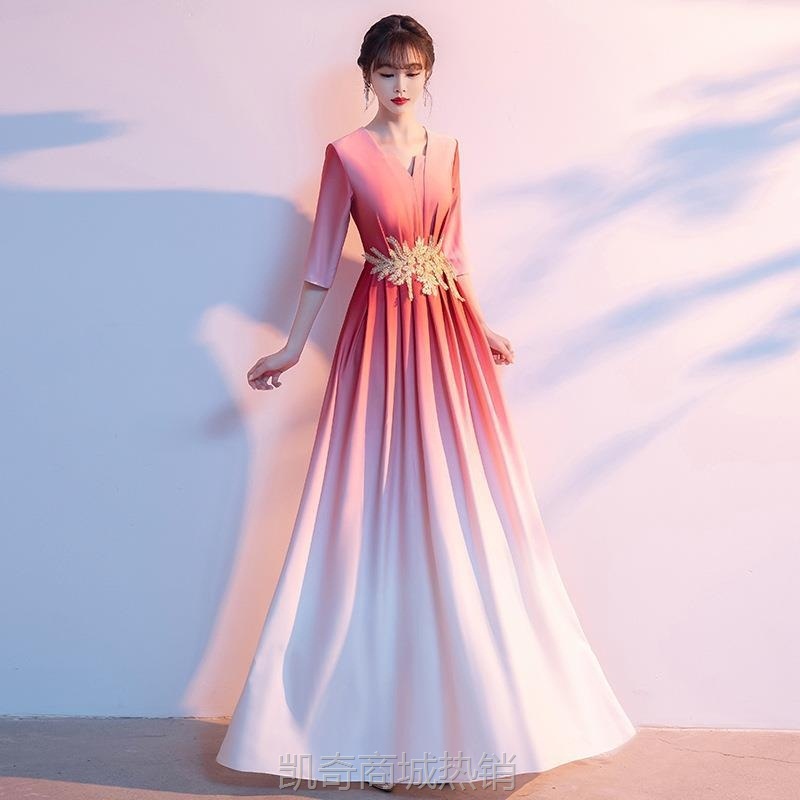 大合唱团演出服女2024新款红歌表演服装学生主持成人指挥朗诵礼服