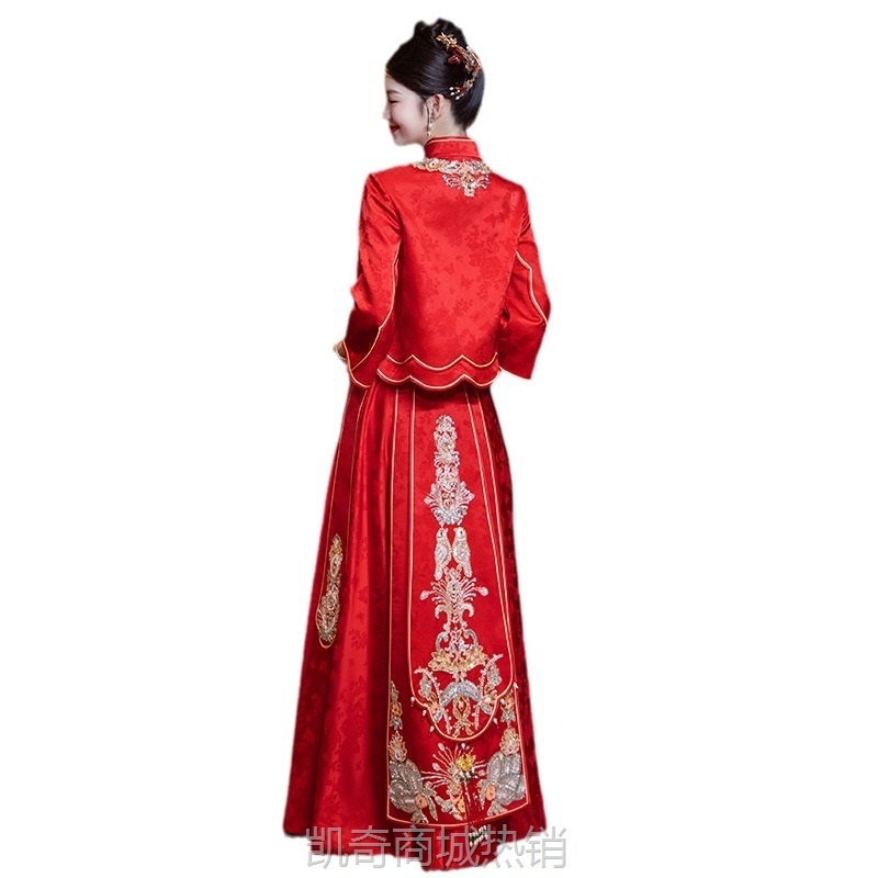 金玉儿新中式国风秀禾服新娘2024新款结婚礼服显瘦婚服出阁敬酒服