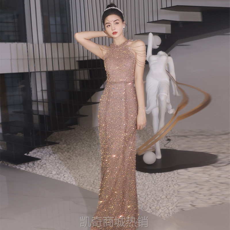 鱼尾晚礼服新款2021爆款礼服裙女宴会气质高端新娘结婚订婚敬酒服