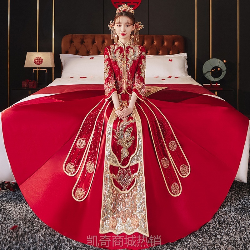 秀禾服2024年新款新娘敬酒服中式嫁衣婚纱结婚礼服龙凤褂高端显瘦