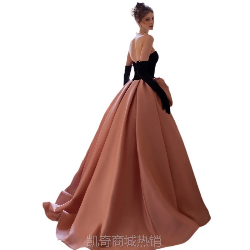 晚礼服裙高端轻奢小众法式高级感粉色订婚宴会主持生日成人礼毕业