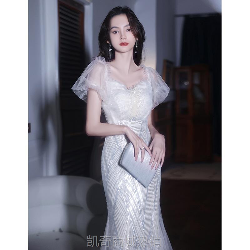 法式晚礼服裙女宴会气质亮片鱼尾仙气长裙小众晚会聚会高级感礼服