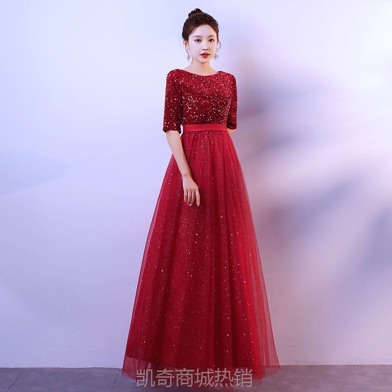 大合唱团演出服女长裙合唱服装艺考独唱朗诵表演服饰主持人礼服女