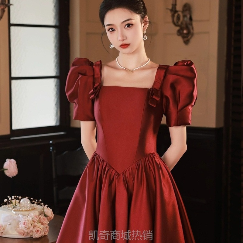 敬酒服新娘新款宴会法式小礼服女订婚连衣裙洋气轻奢小众平时可穿