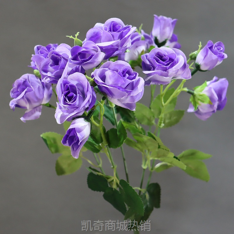 仿真花五叉小玫瑰花材婚礼插花客厅装饰花束插花路引婚庆绢花道具