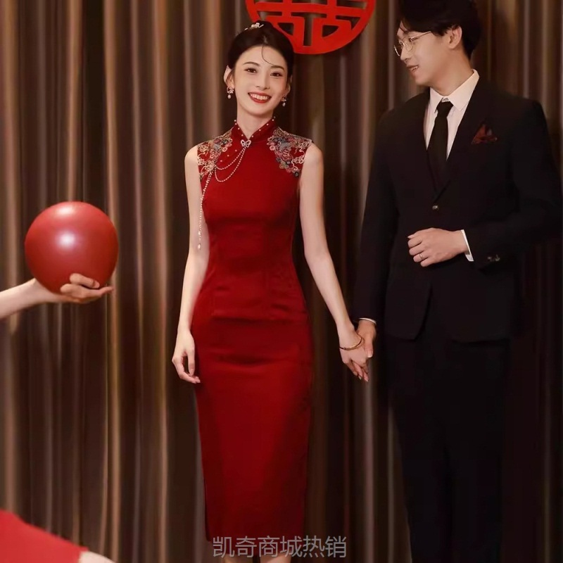 敬酒服新娘旗袍小个子订婚礼服连衣裙中式改良结婚便装蕾丝回门女