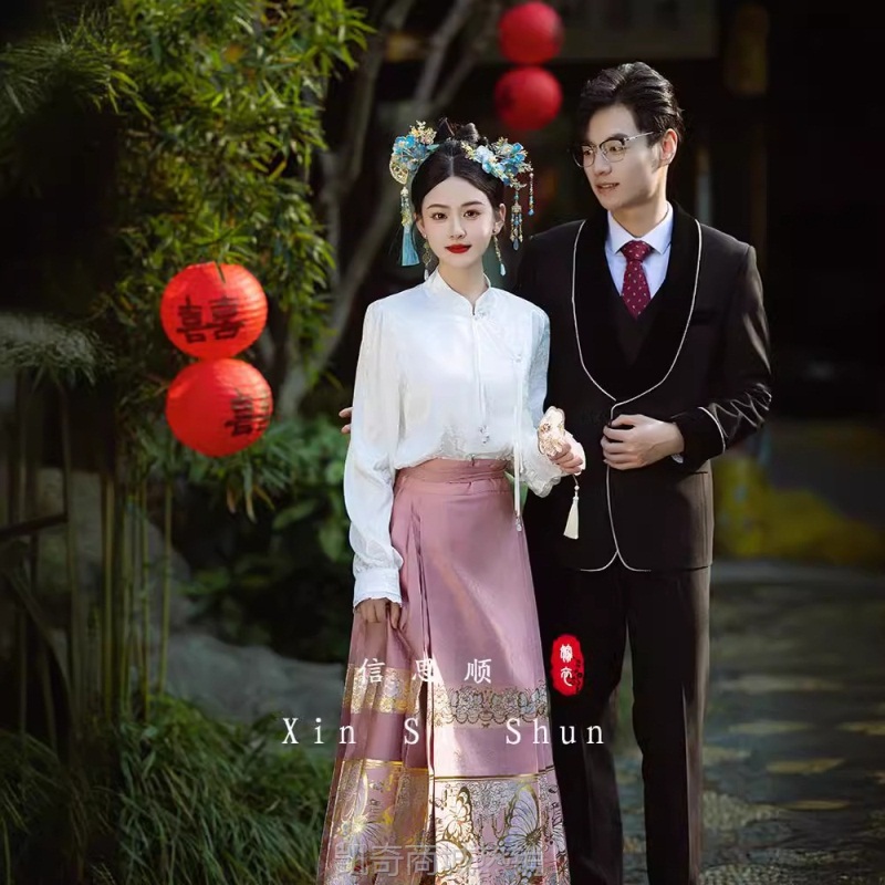 马面裙套装新款新娘粉色新中式订婚敬酒礼服回门出阁中式婚服