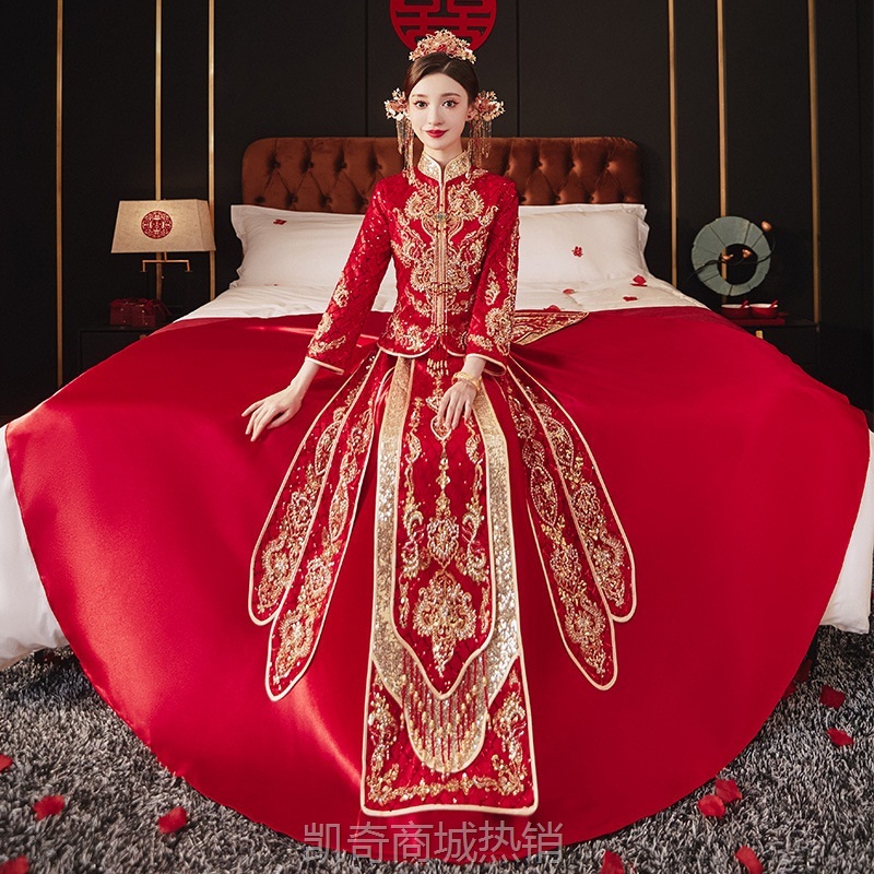 流苏秀禾服女2024新款夏季结婚新娘小红书款中式嫁衣中国风秀禾服