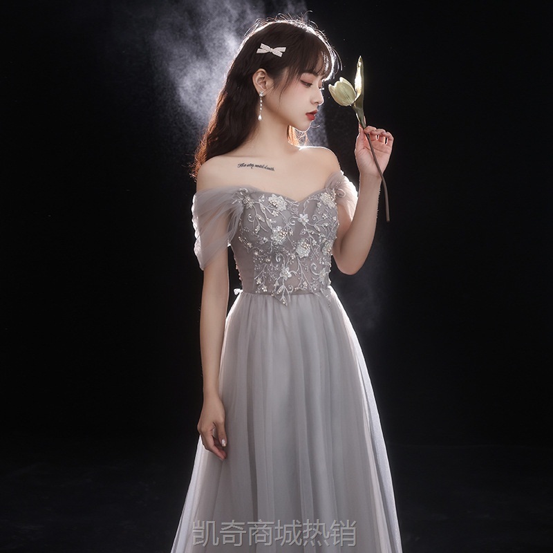 宴会小晚礼服裙女2024新款质感显瘦伴娘服秋冬生日小个子艺考礼服