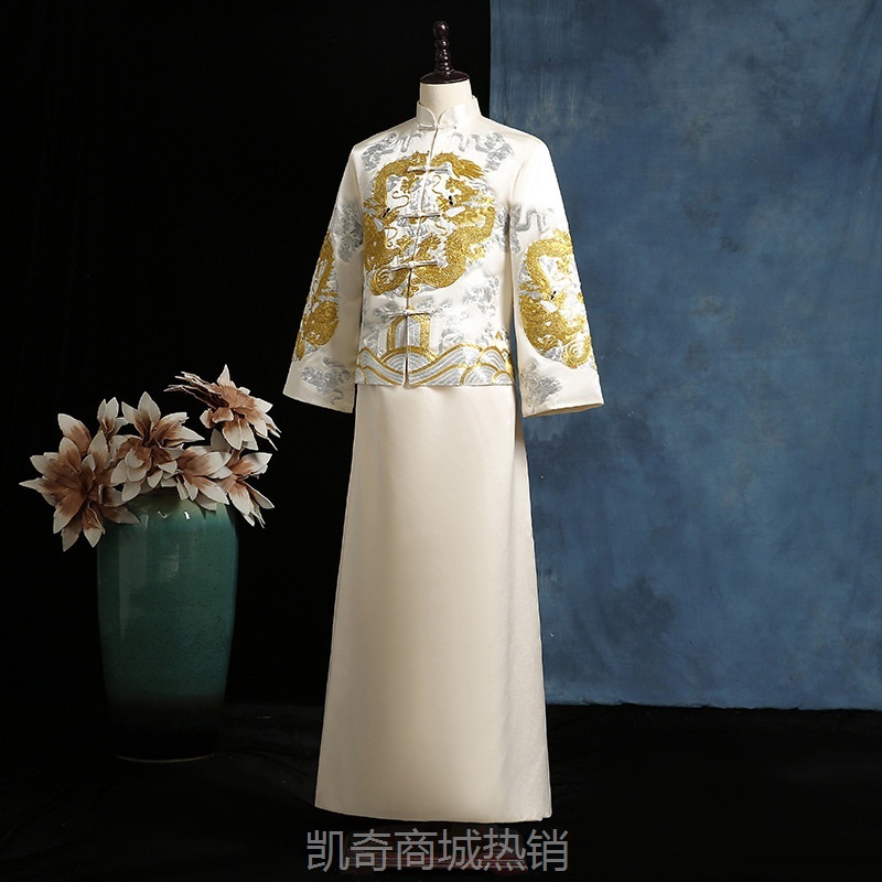 秀禾服男新郎服中式结婚礼服男装秀禾男士结婚龙凤褂唐装秀和喜服