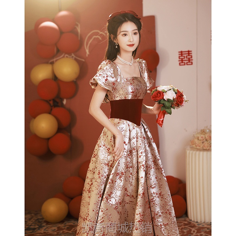 敬酒服新娘2024新款夏天结婚法式订婚礼服裙女在逃公主秋冬晚礼服