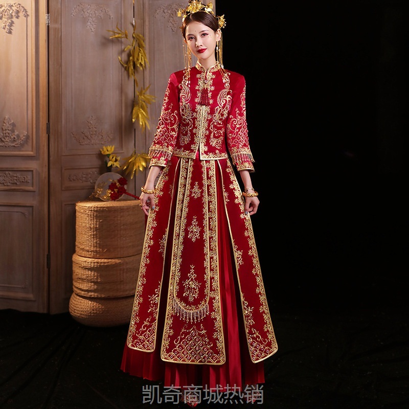 秀禾服新娘2024新款结婚中式婚纱礼服女显瘦龙凤褂敬酒服夏季秀禾