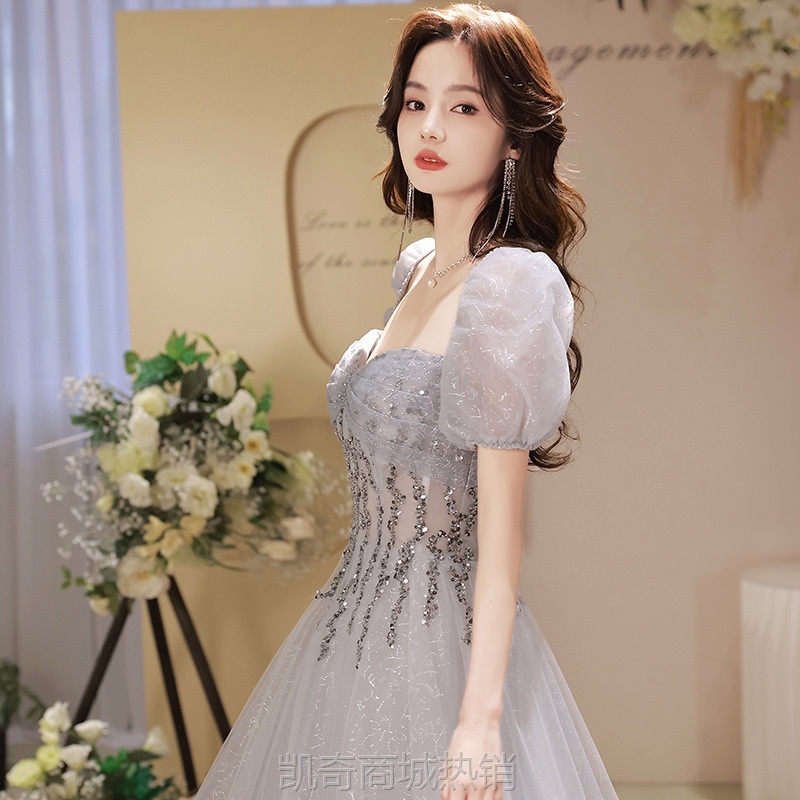晚礼服裙女2024新款轻奢小众婚纱法式在逃公主学生毕业季晚礼服