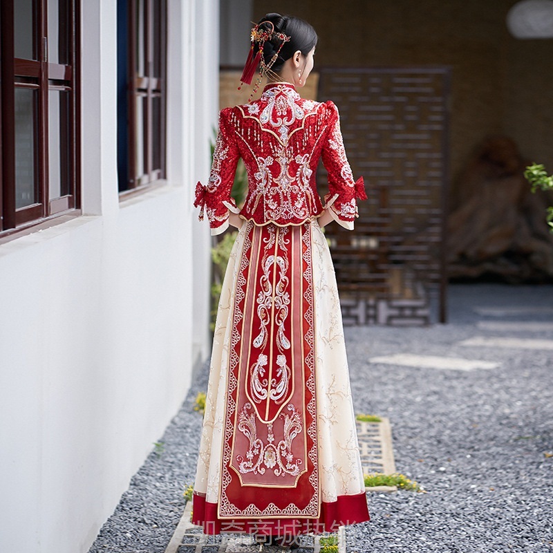 夏季新款秀禾服2024新中式结婚礼服小个子修身显瘦结婚礼服出阁服