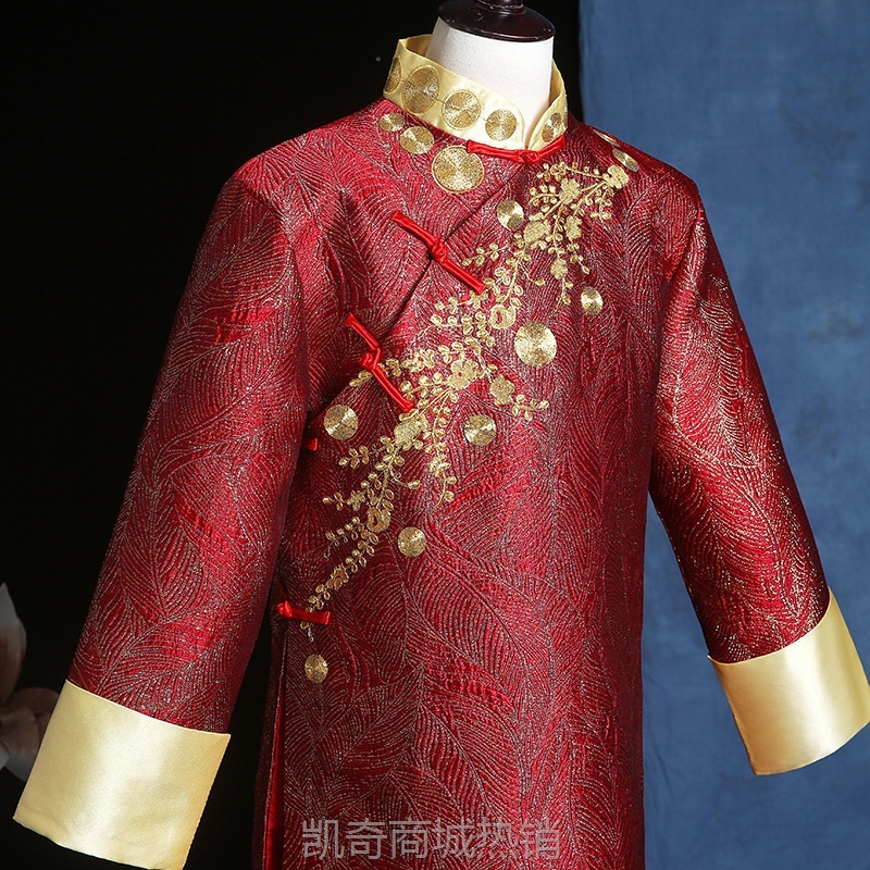 新款新郎服中式婚礼结婚礼服婚服古装手工刺绣古风新郎敬酒服喜服