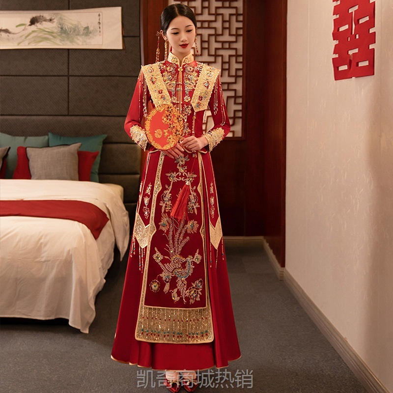 秀禾服新娘2024新款婚服结婚中式嫁衣修身礼服龙凤褂敬酒服秀禾服