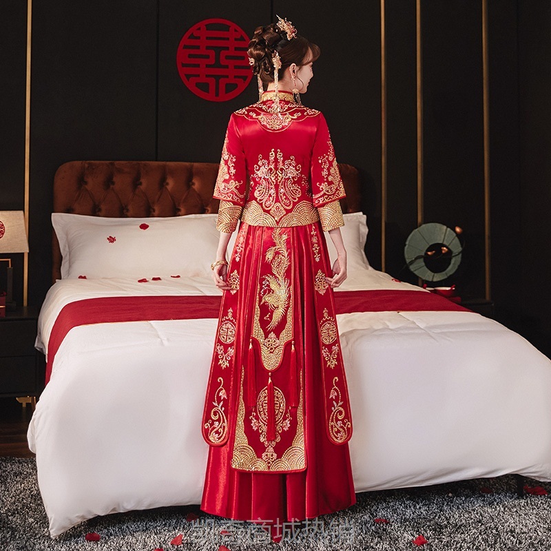 对凤秀禾服2024新款新娘中式结婚礼服显瘦春夏款小个子秀禾服