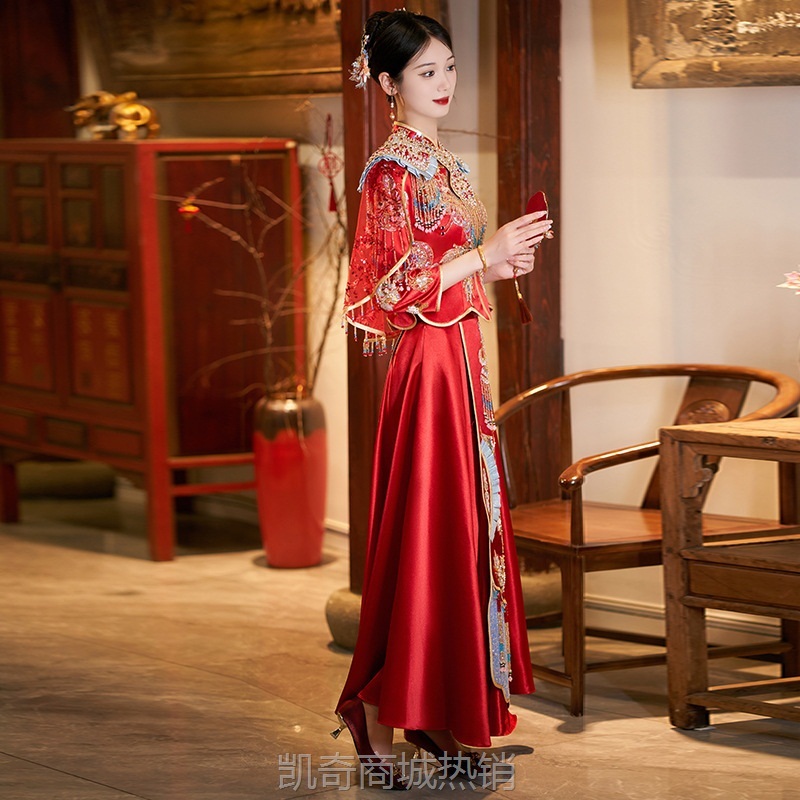 玉兰新款2024秀禾服修身显瘦重工敬酒服出阁服夏季结婚礼服秀禾服