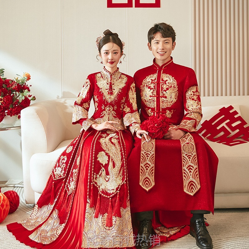 秀禾服新娘2024新款结婚中式礼服大码小个子出阁婚纱婚服新娘秋冬