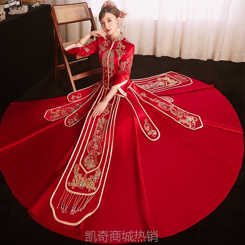 秀禾服新娘2024年新款春季中式结婚礼服显瘦敬酒婚服中式礼服嫁衣