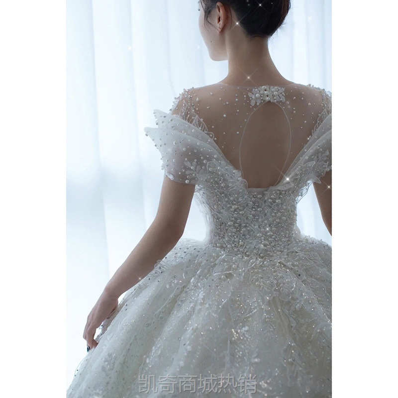 婚纱新娘2024新款主纱轻礼服质感小个子大码孕妇重工胖mm轻婚纱