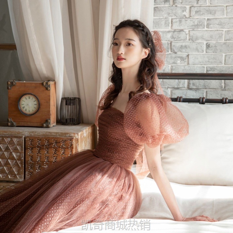敬酒服2024新款宴会新娘晚礼服宴会艺考主持人订婚礼服裙伴娘服女