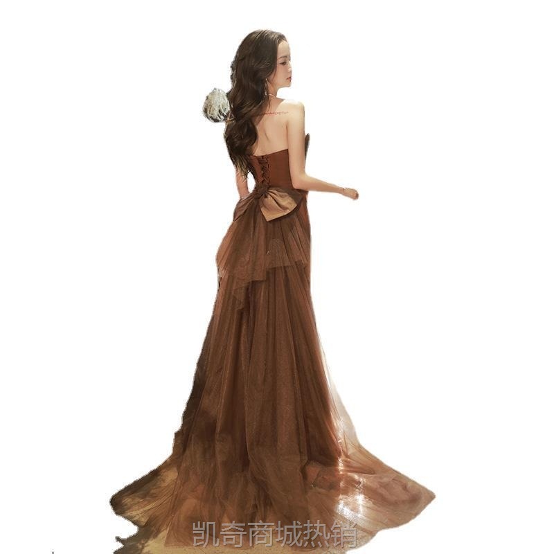 晚礼服女2024新款名媛气质性感鱼尾轻奢小众主持人礼服