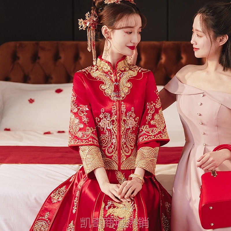 对凤秀禾服2024新款新娘中式结婚礼服显瘦春夏款小个子秀禾服