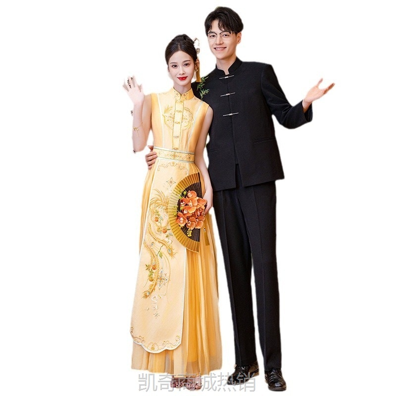 新中式订婚连衣裙2024新款气质高级感小众设计礼服女夏季日常可穿