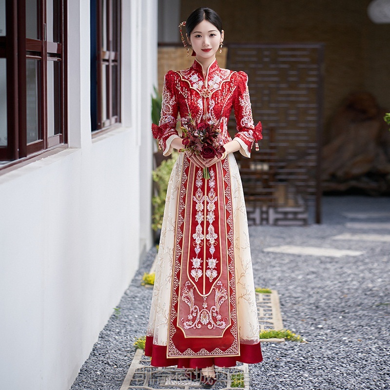 夏季新款秀禾服2024新中式结婚礼服小个子修身显瘦结婚礼服出阁服