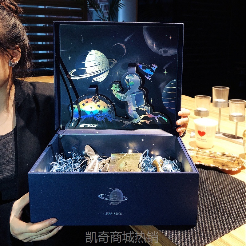现货粉色摩天轮礼品盒包装盒生日礼物盒批发文具用包装3D立体礼盒