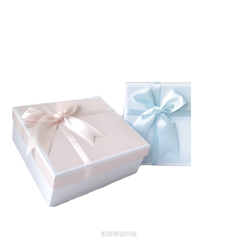 多色蝴蝶结礼盒正方形套装生日礼物盒ins口红香水大号礼品包装盒