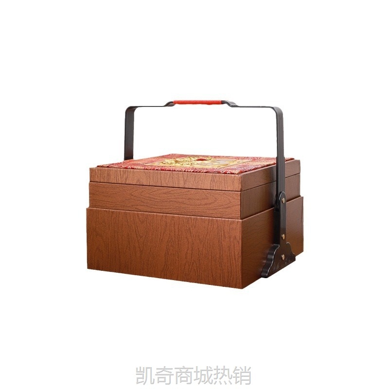 2025新年礼盒春节年货包装盒双层手提篮礼品盒干货特产熟食空盒子