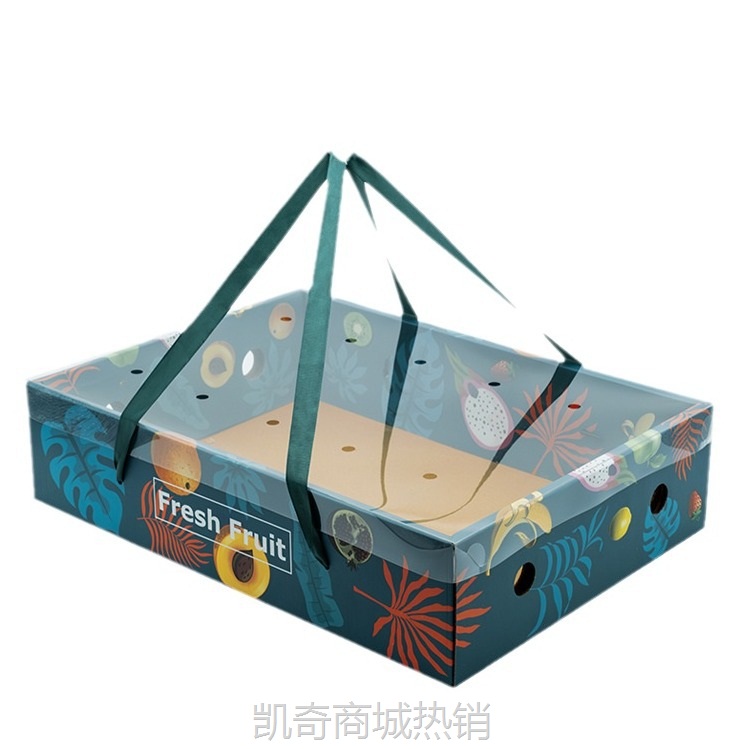 春节年货通用水果礼品盒包装盒高档5-10斤空盒子纸箱手提盒透明盖