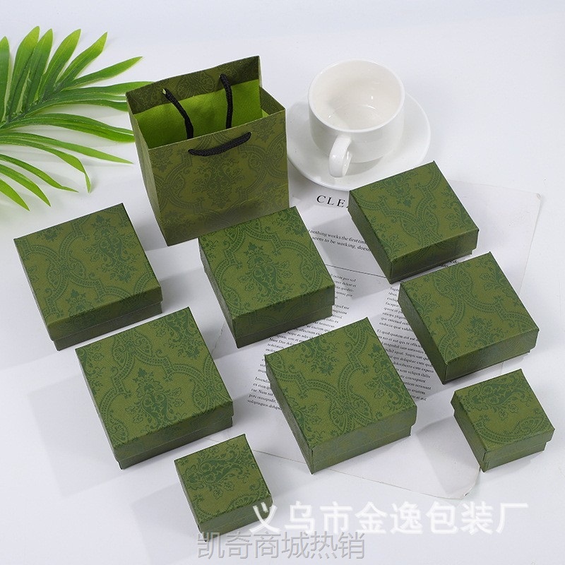 加厚款复古富贵花纹包装首饰盒子方形天地盖项链礼盒可印制logo