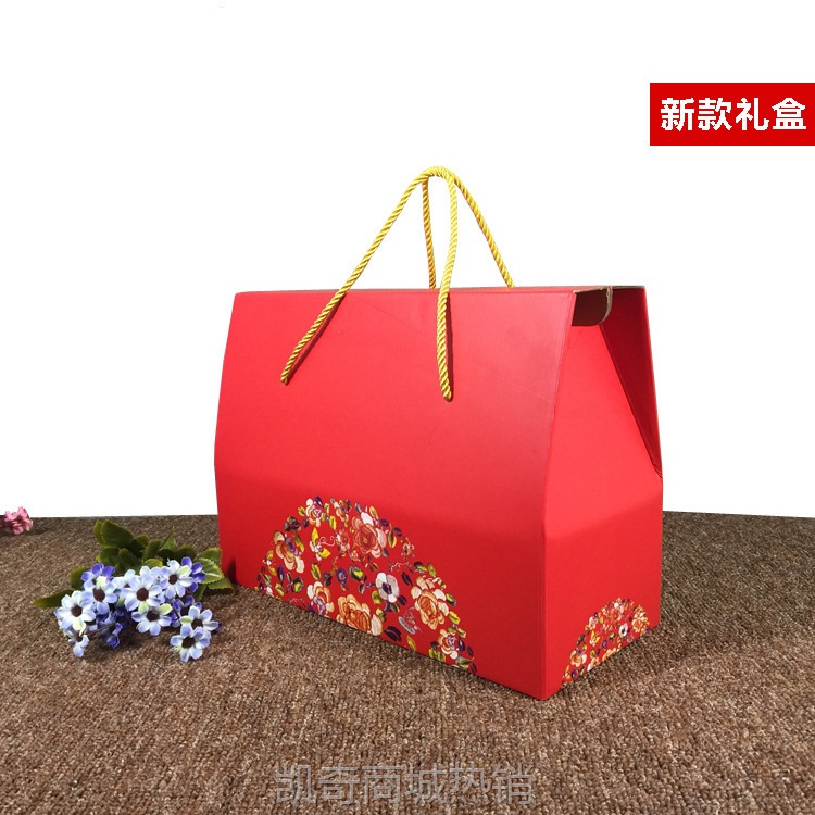 厂家批发年货通用礼盒特产干果红枣包装盒手提瓦楞礼品盒加logo