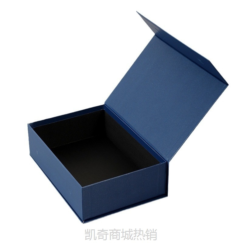 高档新年礼盒现货围巾礼品盒大号年货包装空盒黑色磁吸翻盖盒批发