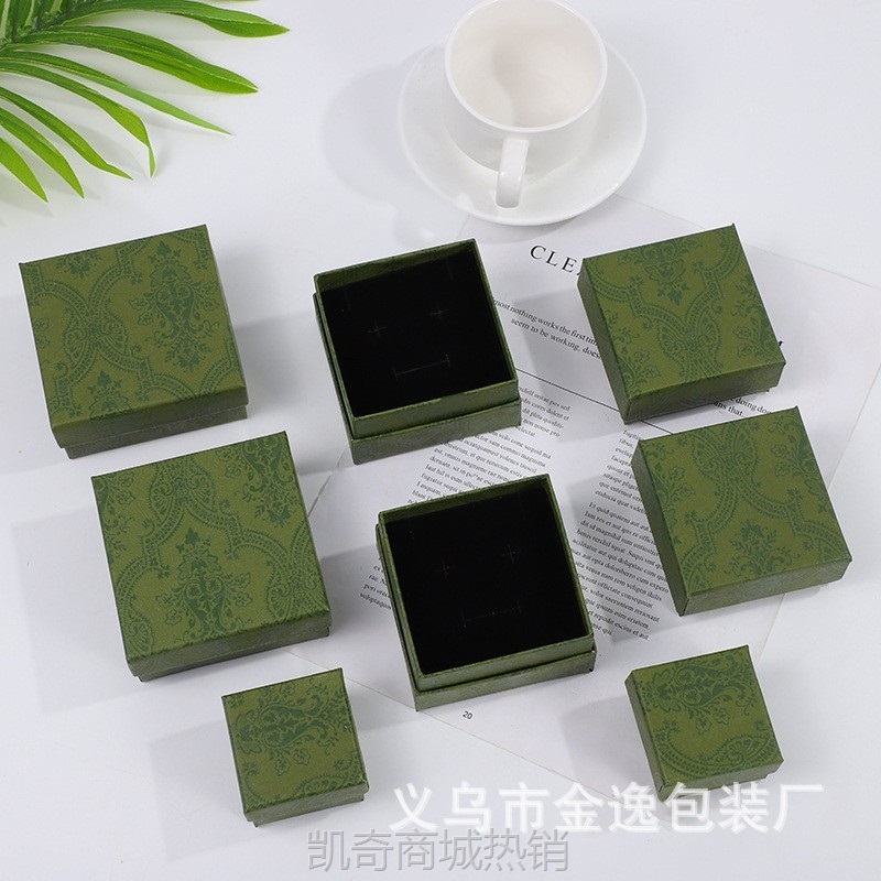 加厚款复古富贵花纹包装首饰盒子方形天地盖项链礼盒可印制logo