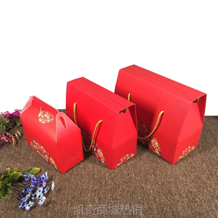 厂家批发年货通用礼盒特产干果红枣包装盒手提瓦楞礼品盒加logo