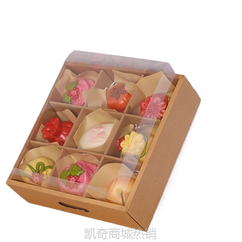 透明馒头礼盒年货包装盒9宫格胶东花饽饽祝寿馒头馍馍礼品盒