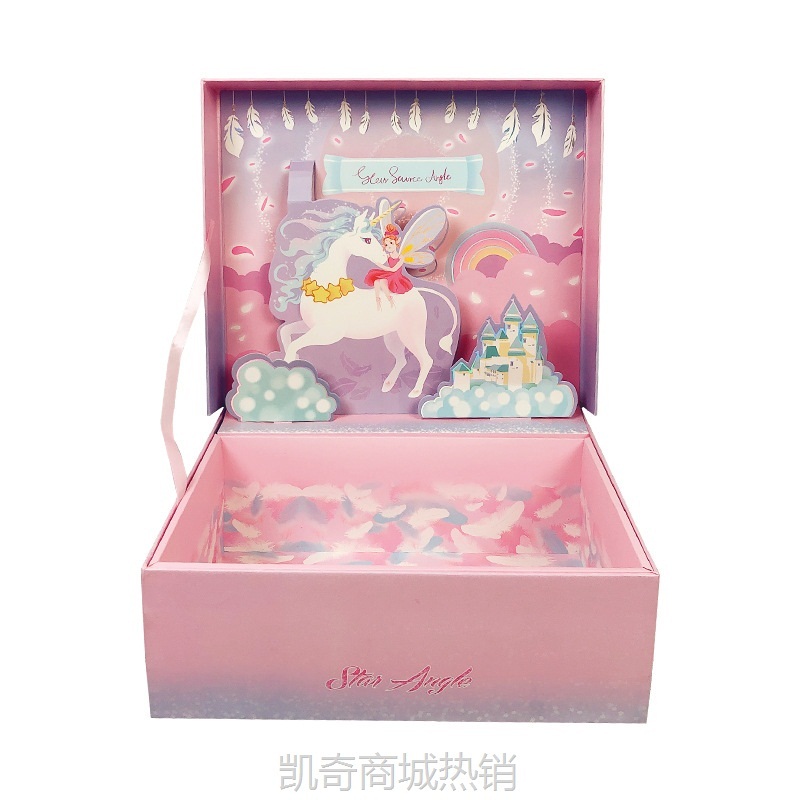 现货粉色摩天轮礼品盒包装盒生日礼物盒批发文具用包装3D立体礼盒