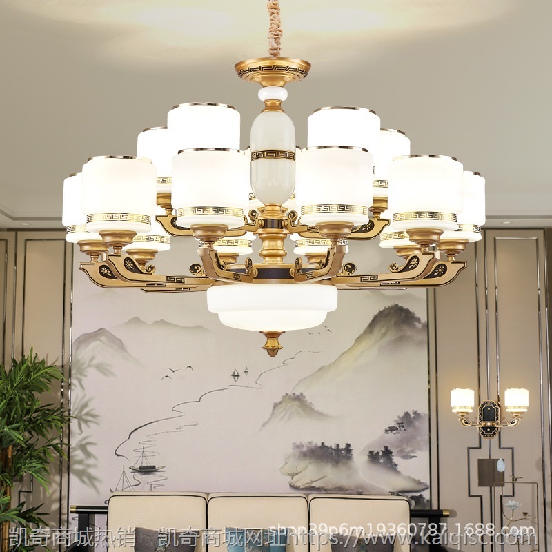 客厅吊灯新中式防尘防蚊复式楼简约现代酒店别墅餐厅家装新款灯具
